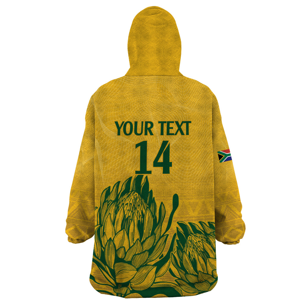 Custom South Africa Cricket Wearable Blanket Hoodie 2024 African Pattern Go Proteas - Wonder Print Shop