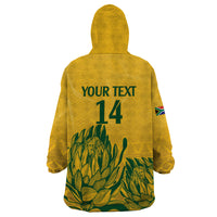 Custom South Africa Cricket Wearable Blanket Hoodie 2024 African Pattern Go Proteas - Wonder Print Shop
