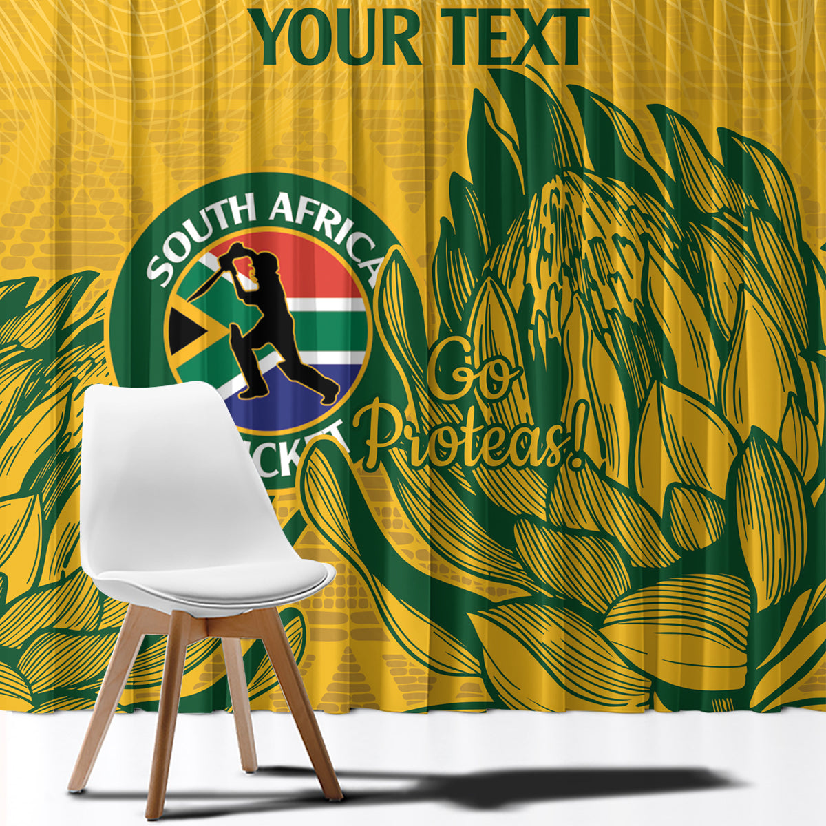 Custom South Africa Cricket Window Curtain 2024 African Pattern Go Proteas - Wonder Print Shop