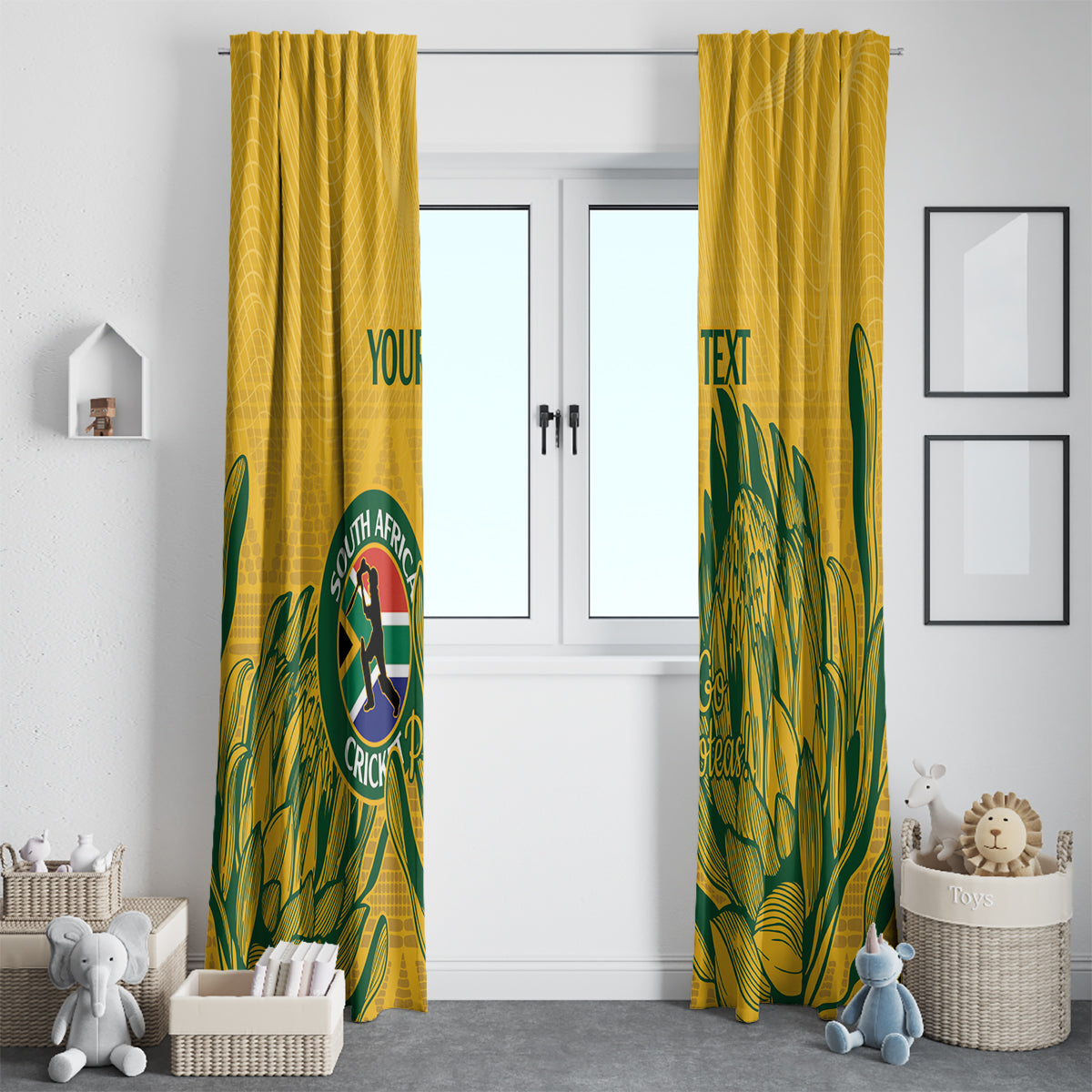 Custom South Africa Cricket Window Curtain 2024 African Pattern Go Proteas - Wonder Print Shop