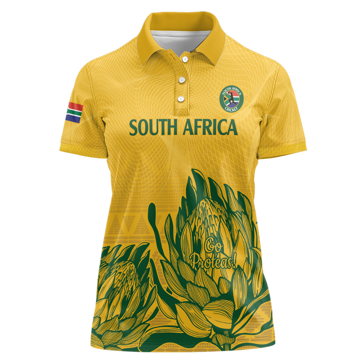 Custom South Africa Cricket Women Polo Shirt 2024 African Pattern Go Proteas - Wonder Print Shop