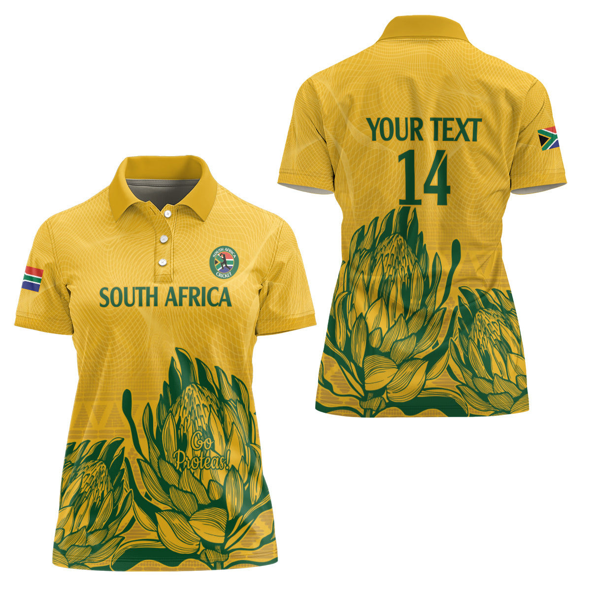 Custom South Africa Cricket Women Polo Shirt 2024 African Pattern Go Proteas - Wonder Print Shop