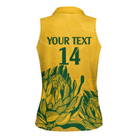 Custom South Africa Cricket Women Sleeveless Polo Shirt 2024 African Pattern Go Proteas - Wonder Print Shop