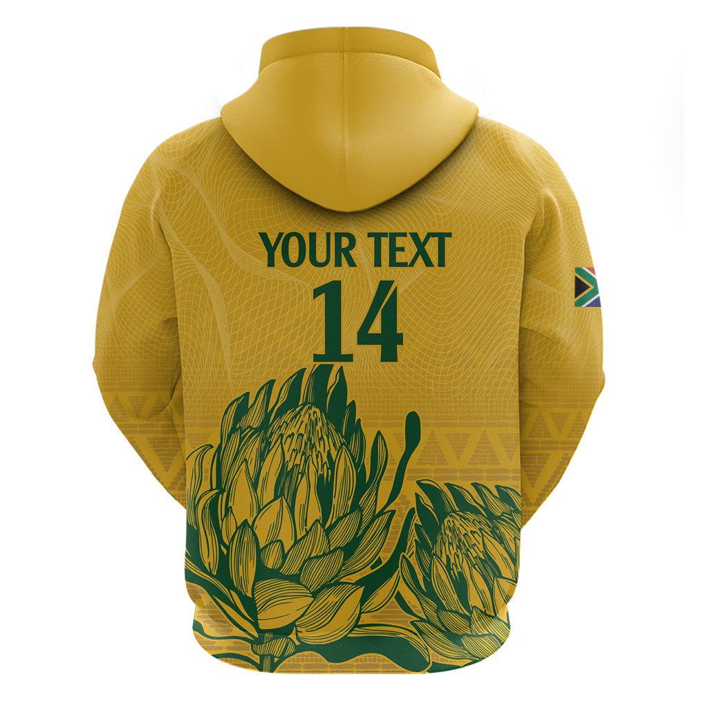 Custom South Africa Cricket Zip Hoodie 2024 African Pattern Go Proteas - Wonder Print Shop