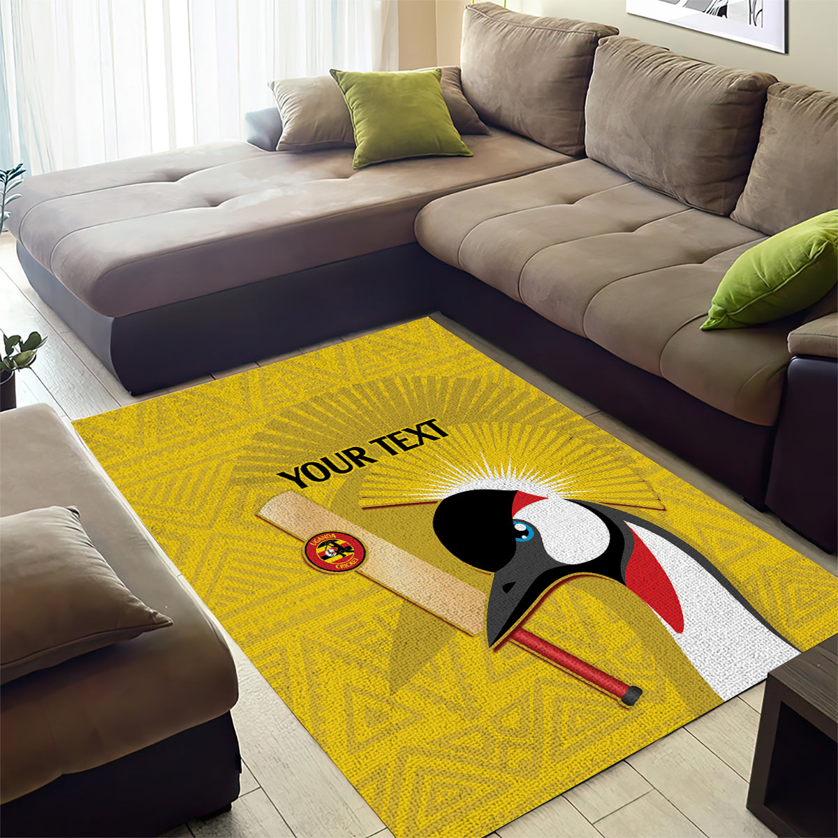 Custom Uganda Cricket Area Rug Ugandan Grey Crowned Crane - Wonder Print Shop