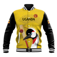Custom Uganda Cricket Baseball Jacket Ugandan Grey Crowned Crane - Wonder Print Shop