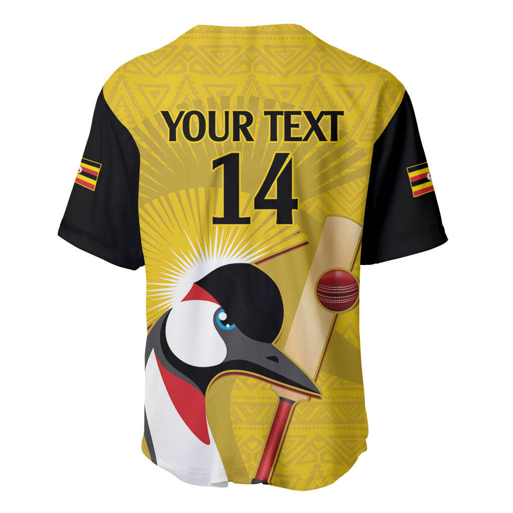 Custom Uganda Cricket Baseball Jersey Ugandan Grey Crowned Crane - Wonder Print Shop
