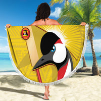 Custom Uganda Cricket Beach Blanket Ugandan Grey Crowned Crane - Wonder Print Shop