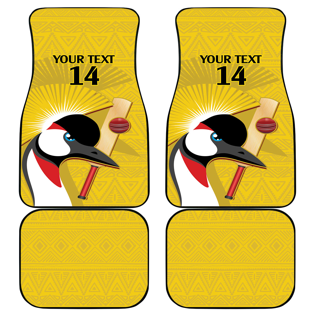 Custom Uganda Cricket Car Mats Ugandan Grey Crowned Crane - Wonder Print Shop