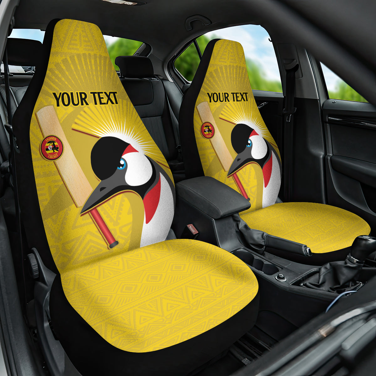 Custom Uganda Cricket Car Seat Cover Ugandan Grey Crowned Crane - Wonder Print Shop