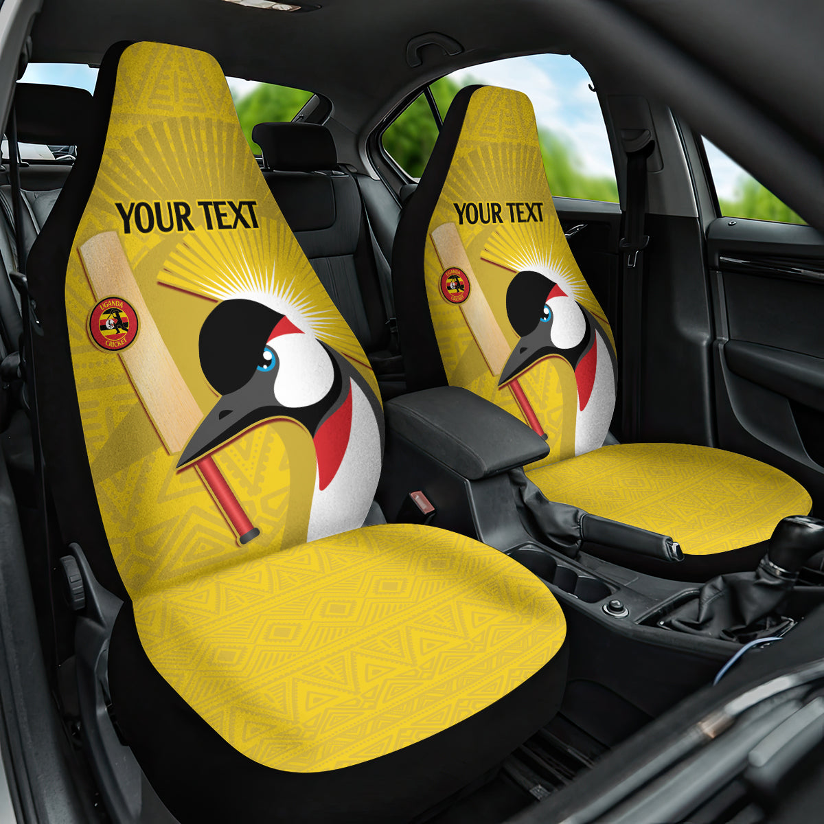 Custom Uganda Cricket Car Seat Cover Ugandan Grey Crowned Crane