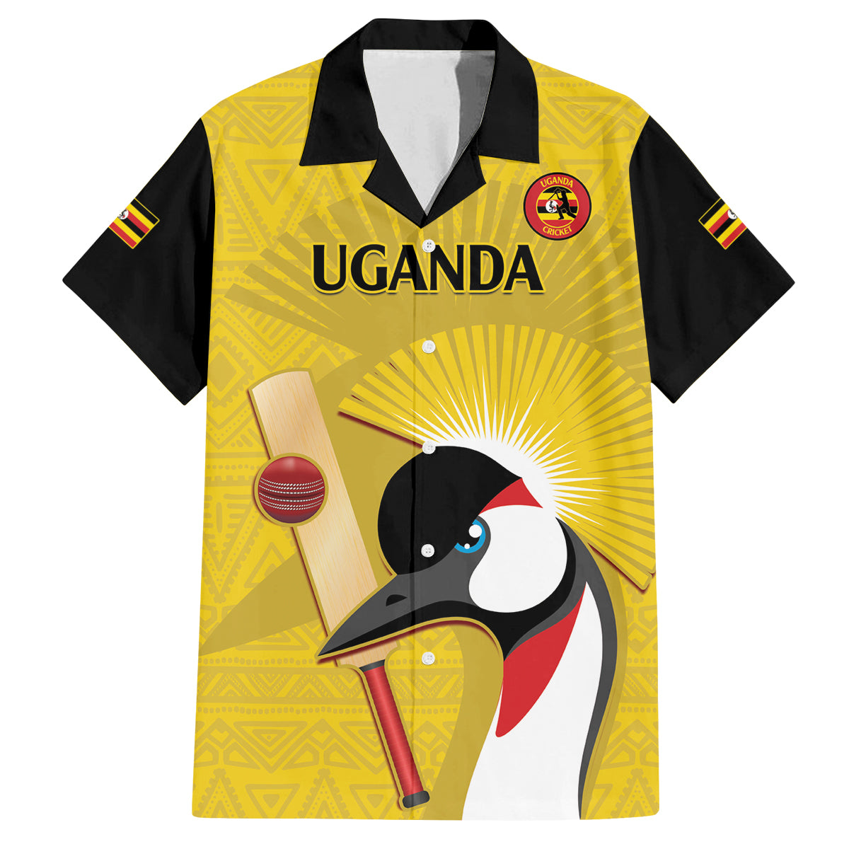 Custom Uganda Cricket Family Matching Off Shoulder Maxi Dress and Hawaiian Shirt Ugandan Grey Crowned Crane - Wonder Print Shop