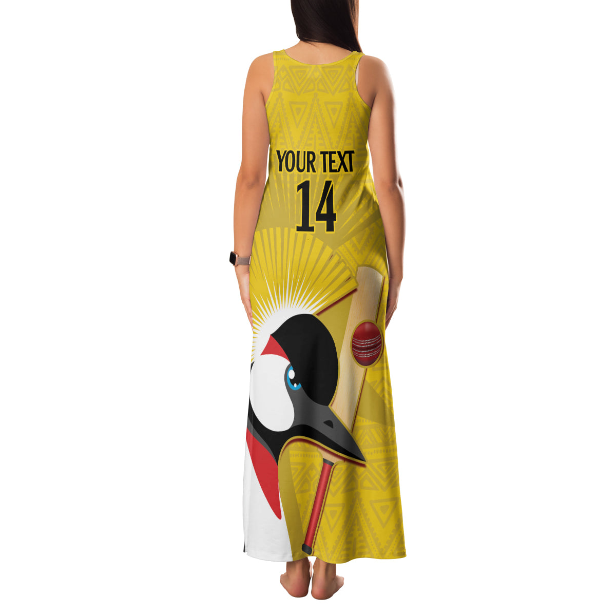 Custom Uganda Cricket Family Matching Tank Maxi Dress and Hawaiian Shirt Ugandan Grey Crowned Crane - Wonder Print Shop