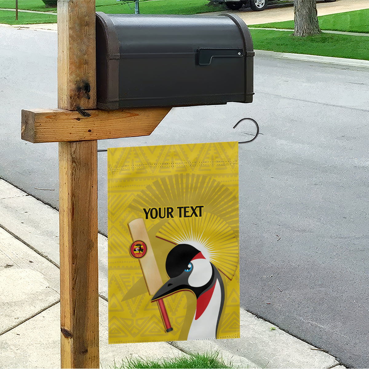 Custom Uganda Cricket Garden Flag Ugandan Grey Crowned Crane - Wonder Print Shop