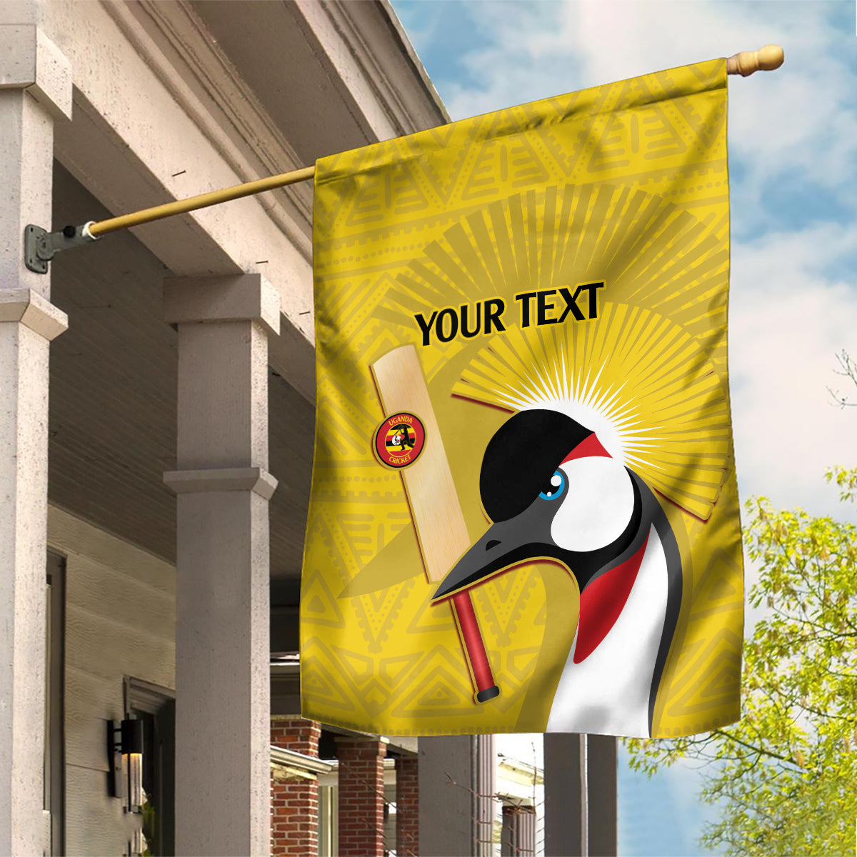 Custom Uganda Cricket Garden Flag Ugandan Grey Crowned Crane - Wonder Print Shop