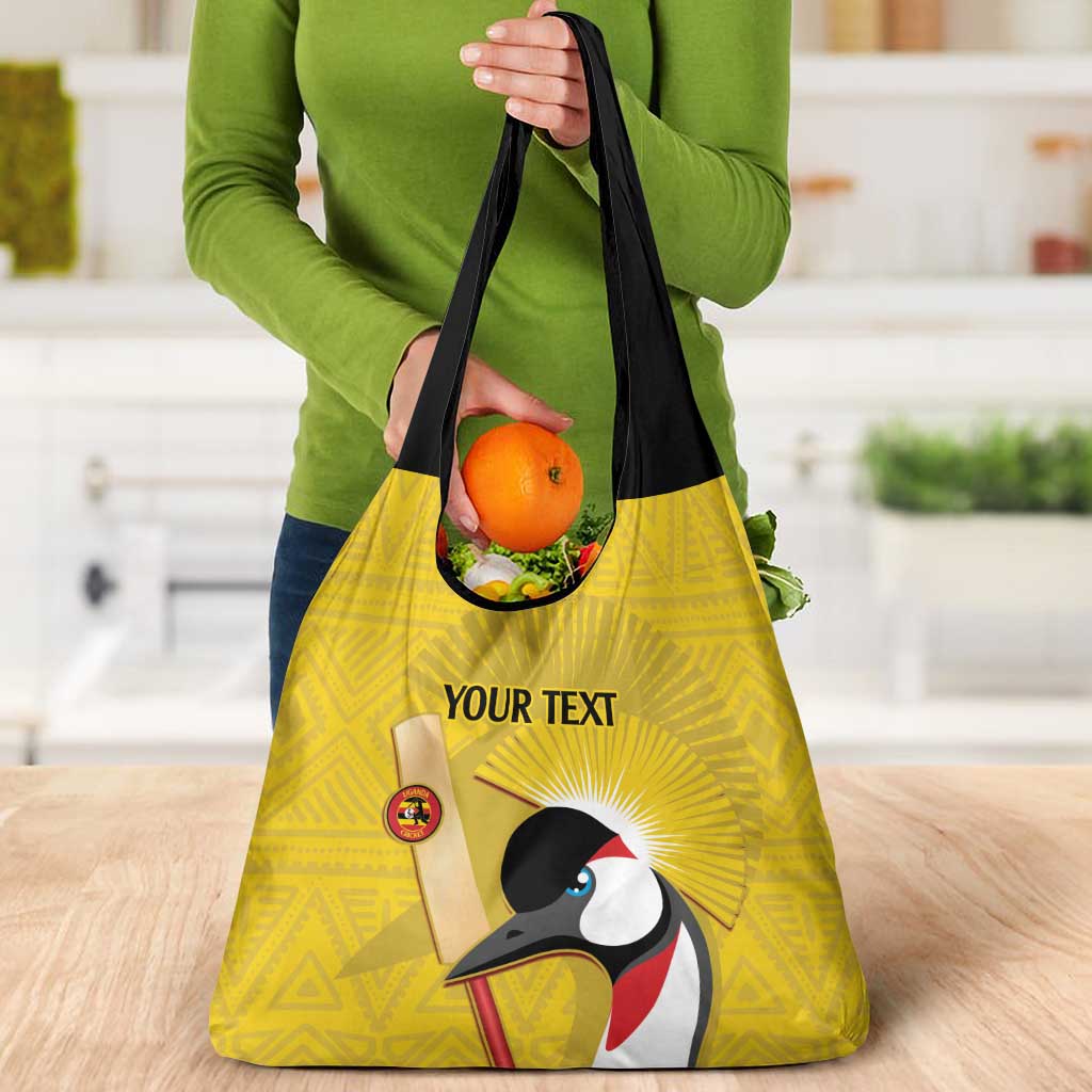 Custom Uganda Cricket Grocery Bag Ugandan Grey Crowned Crane