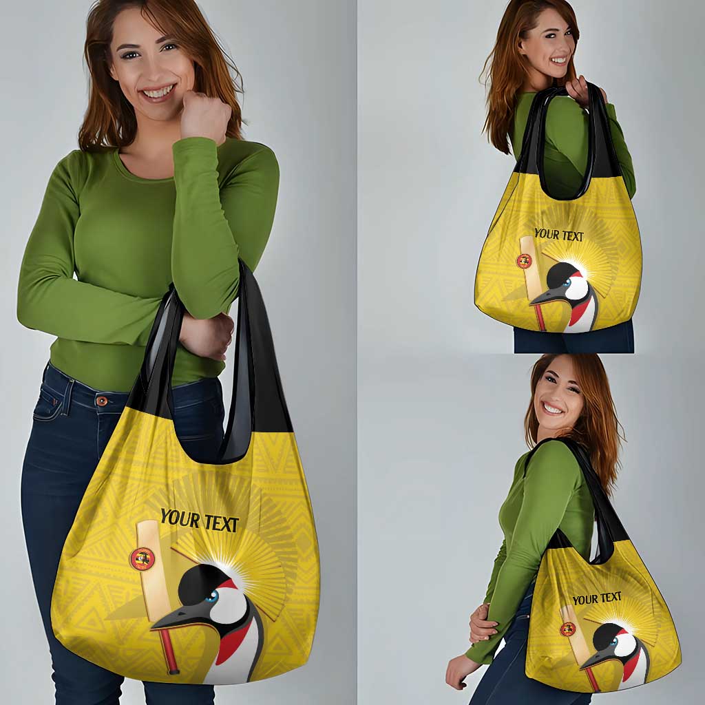 Custom Uganda Cricket Grocery Bag Ugandan Grey Crowned Crane