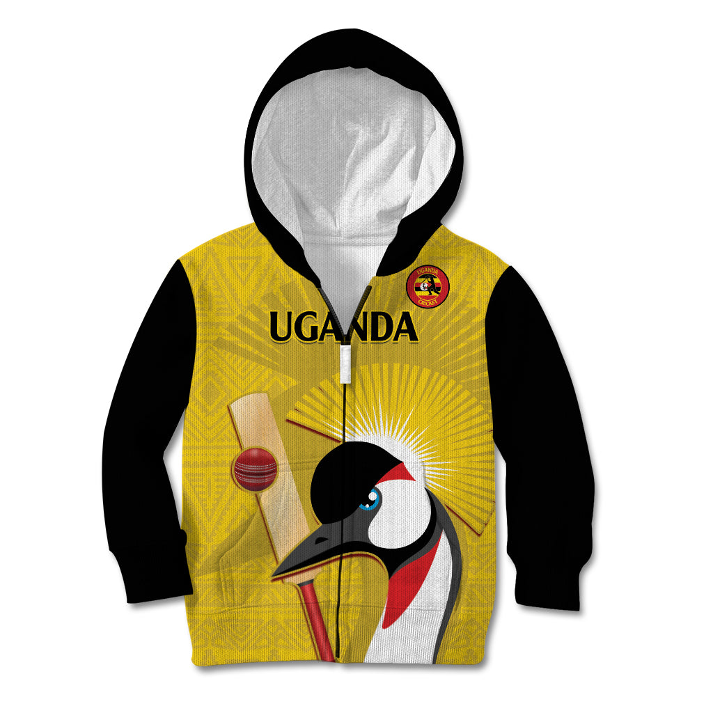 Custom Uganda Cricket Kid Hoodie Ugandan Grey Crowned Crane - Wonder Print Shop