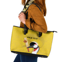 Custom Uganda Cricket Leather Tote Bag Ugandan Grey Crowned Crane - Wonder Print Shop