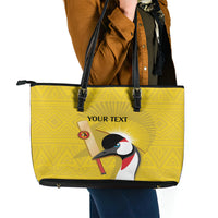 Custom Uganda Cricket Leather Tote Bag Ugandan Grey Crowned Crane - Wonder Print Shop