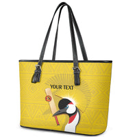 Custom Uganda Cricket Leather Tote Bag Ugandan Grey Crowned Crane - Wonder Print Shop