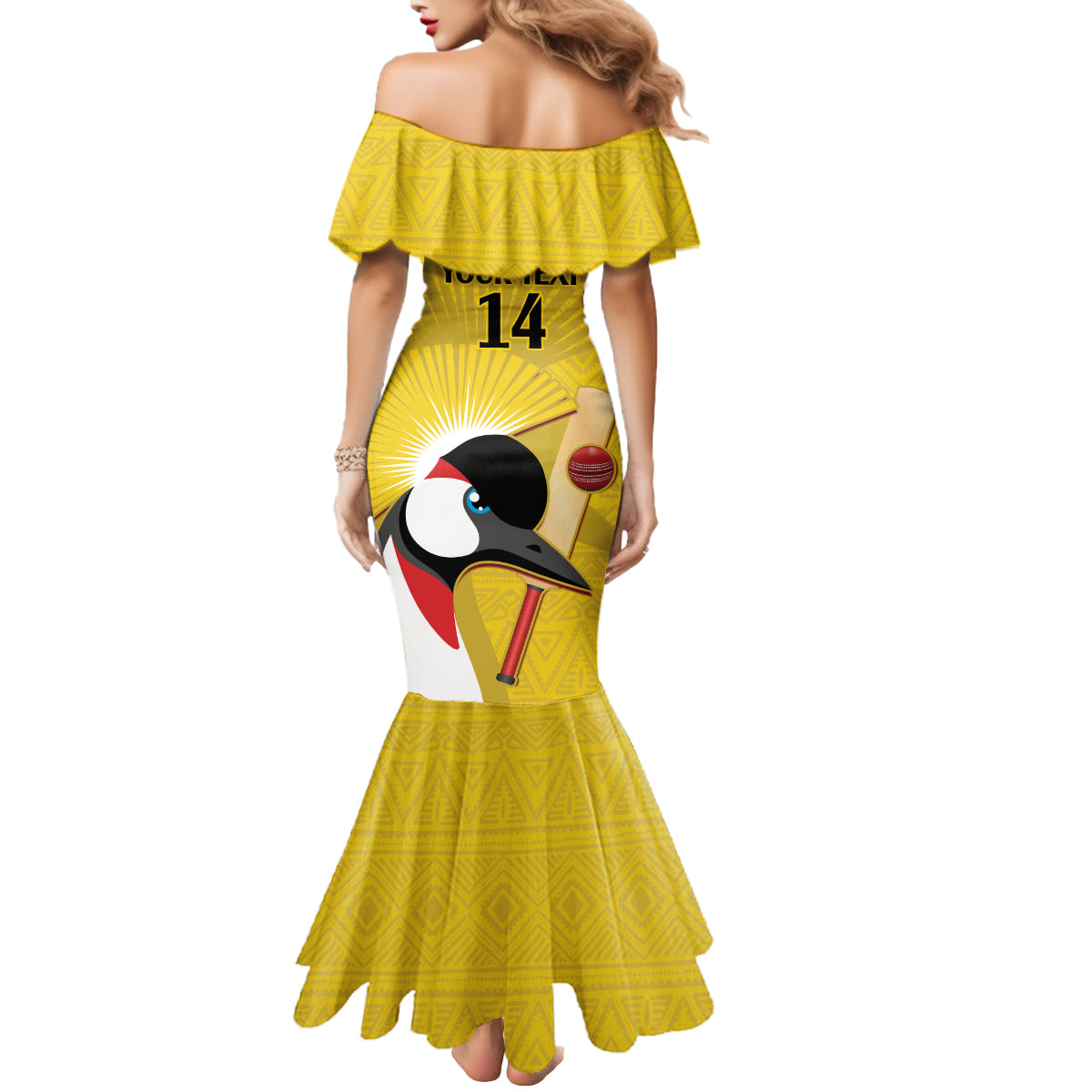 Custom Uganda Cricket Mermaid Dress Ugandan Grey Crowned Crane - Wonder Print Shop