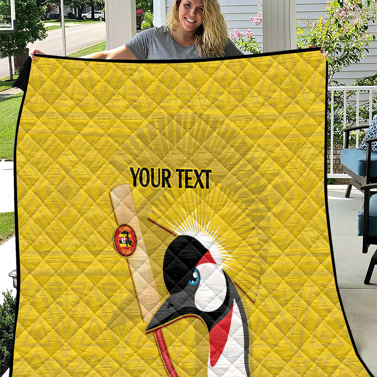 Custom Uganda Cricket Quilt Ugandan Grey Crowned Crane