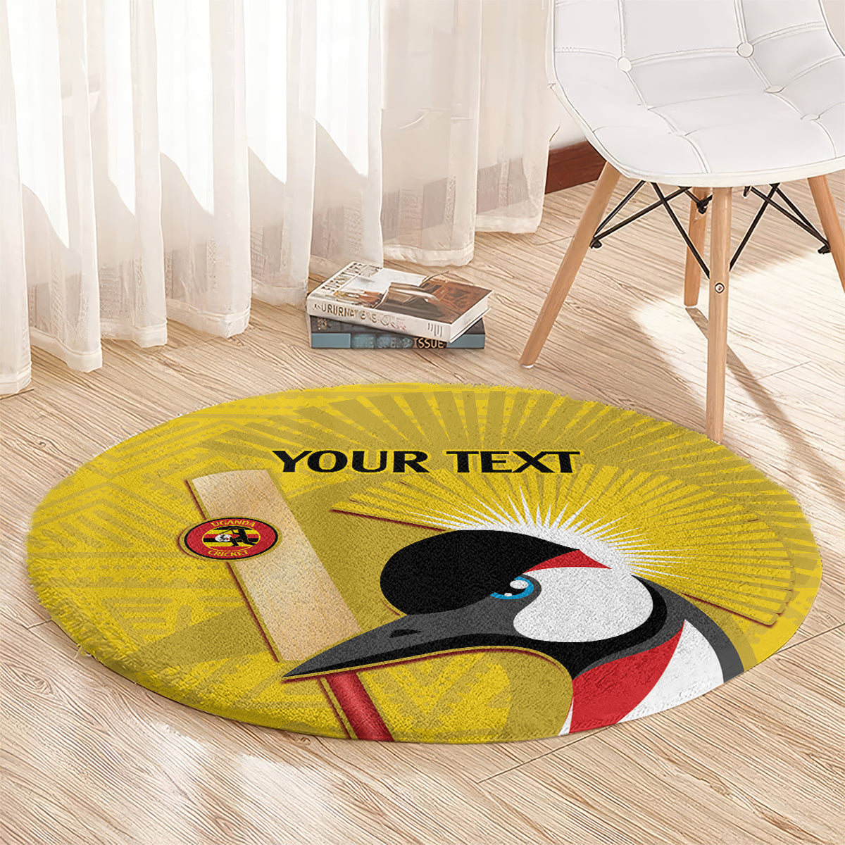 Custom Uganda Cricket Round Carpet Ugandan Grey Crowned Crane