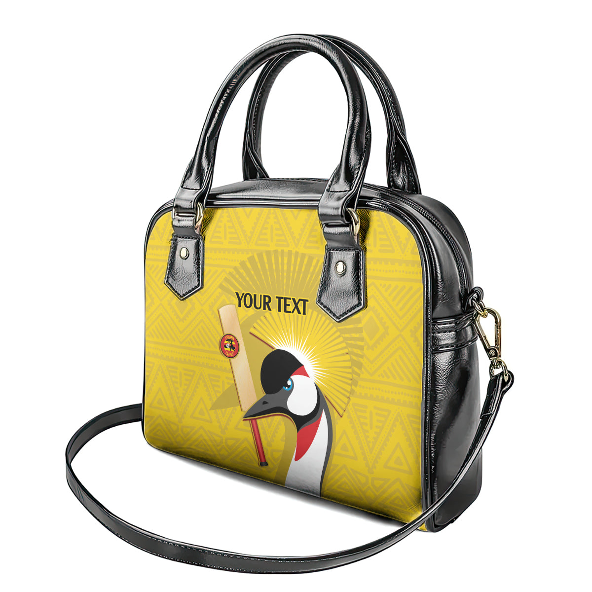 Custom Uganda Cricket Shoulder Handbag Ugandan Grey Crowned Crane