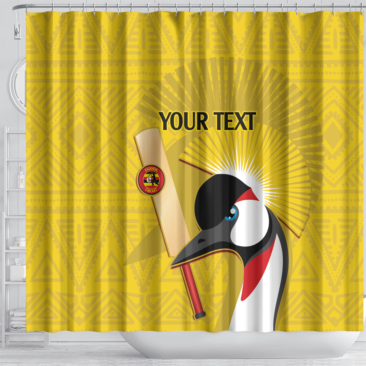 Custom Uganda Cricket Shower Curtain Ugandan Grey Crowned Crane