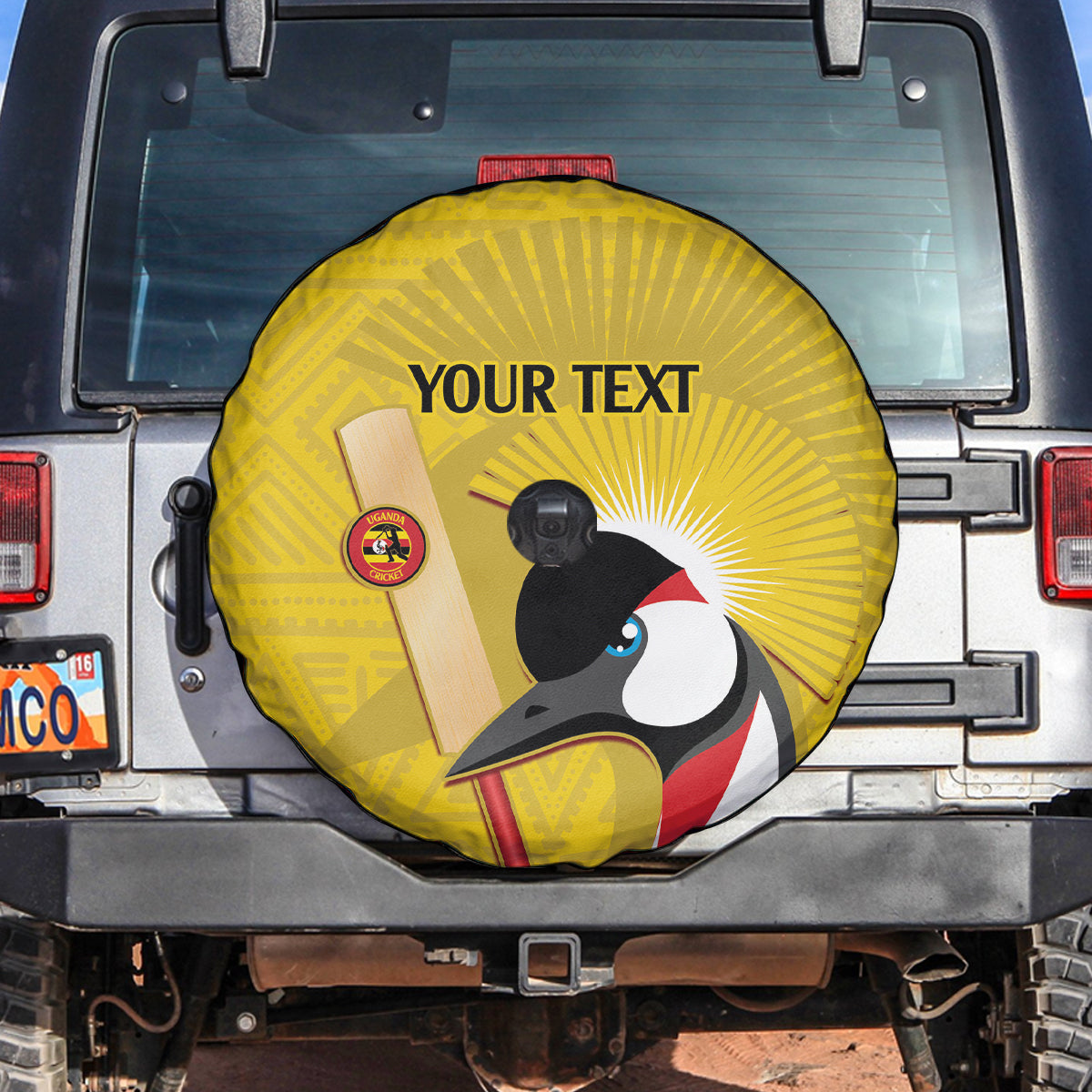 Custom Uganda Cricket Spare Tire Cover Ugandan Grey Crowned Crane - Wonder Print Shop
