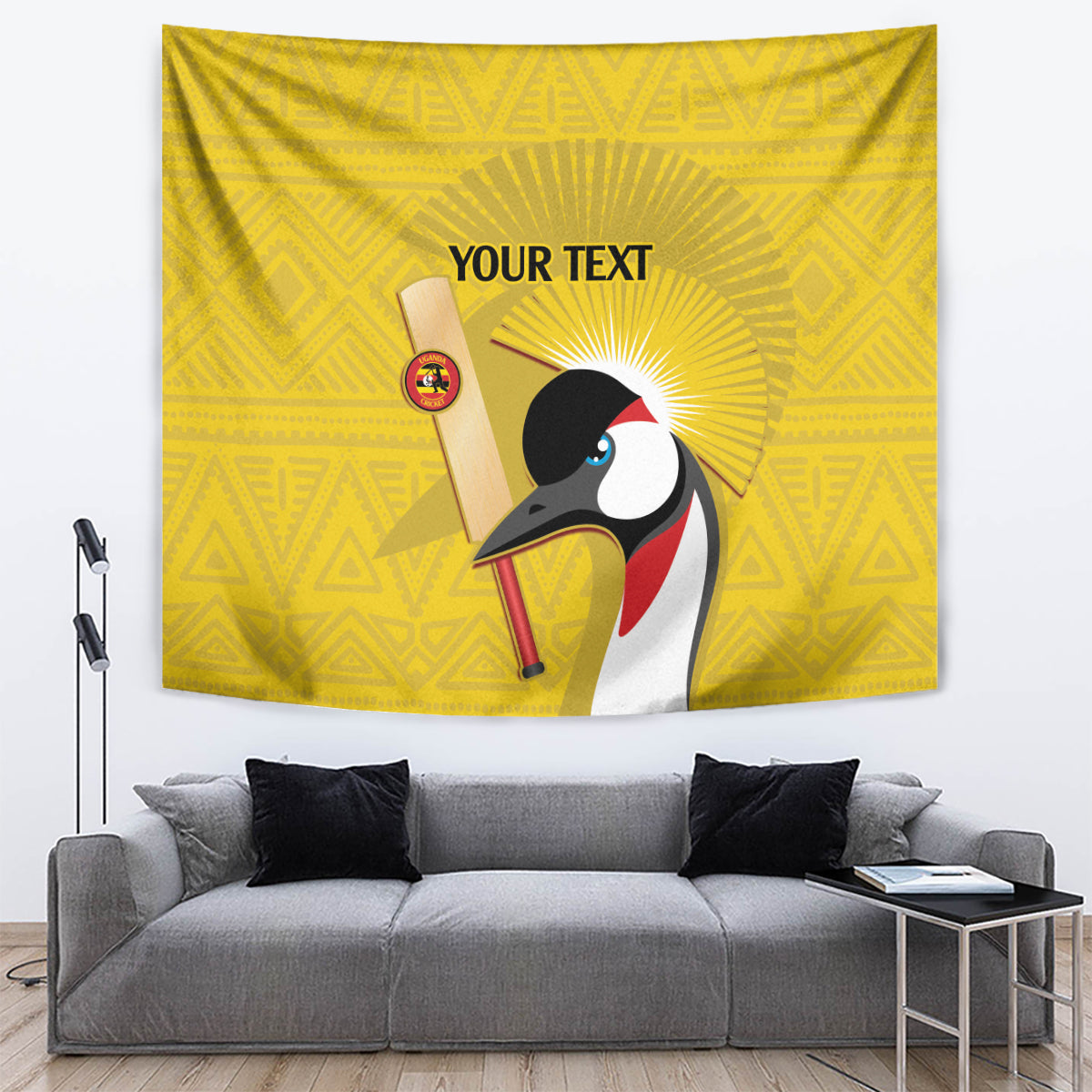 Custom Uganda Cricket Tapestry Ugandan Grey Crowned Crane - Wonder Print Shop