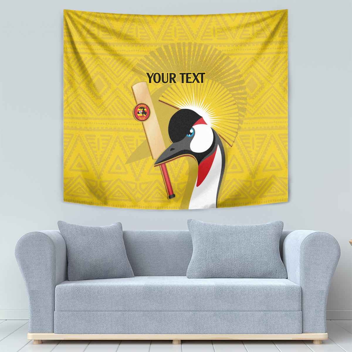 Custom Uganda Cricket Tapestry Ugandan Grey Crowned Crane - Wonder Print Shop