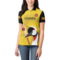 Custom Uganda Cricket Women Polo Shirt Ugandan Grey Crowned Crane - Wonder Print Shop