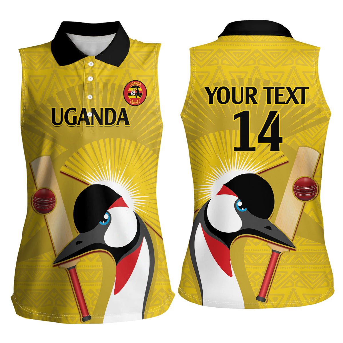Custom Uganda Cricket Women Sleeveless Polo Shirt Ugandan Grey Crowned Crane - Wonder Print Shop