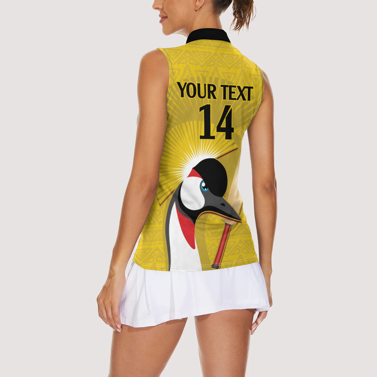 Custom Uganda Cricket Women Sleeveless Polo Shirt Ugandan Grey Crowned Crane - Wonder Print Shop