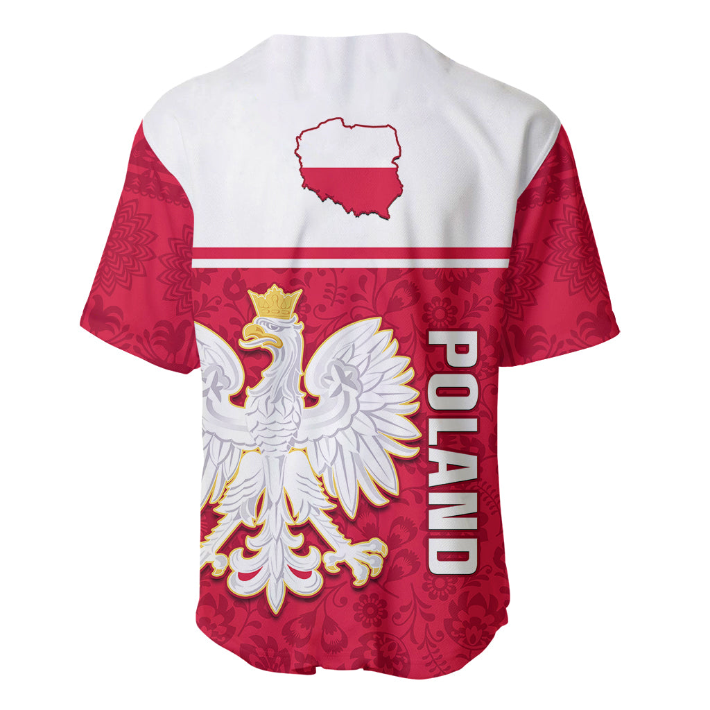 Poland Baseball Jersey Polska Coat Of Arms With Folk Pattern - Wonder Print Shop