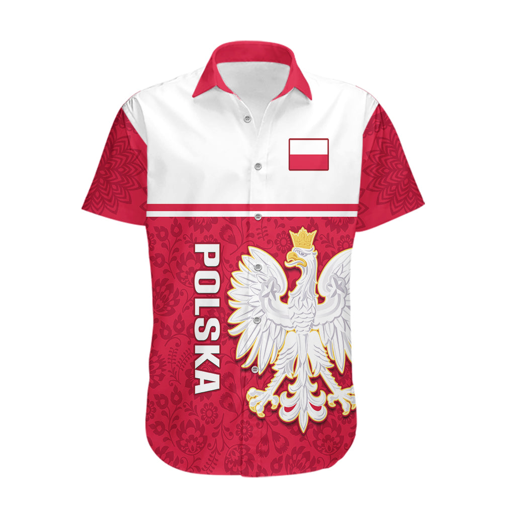 Poland Hawaiian Shirt Polska Coat Of Arms With Folk Pattern - Wonder Print Shop