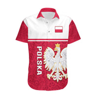 Poland Hawaiian Shirt Polska Coat Of Arms With Folk Pattern - Wonder Print Shop