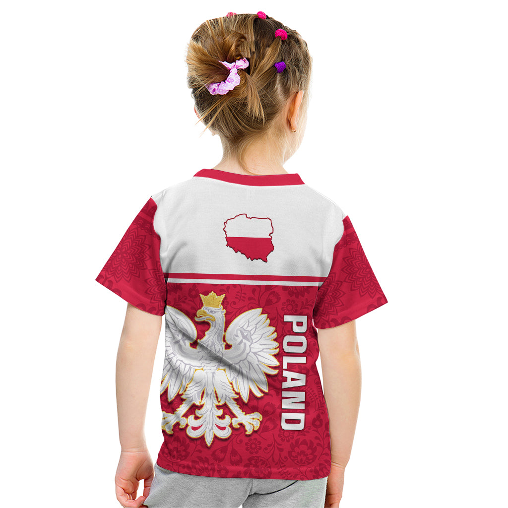 Poland Kid T Shirt Polska Coat Of Arms With Folk Pattern - Wonder Print Shop