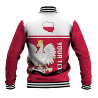 Personalised Poland Baseball Jacket Polska Coat Of Arms With Folk Pattern - Wonder Print Shop