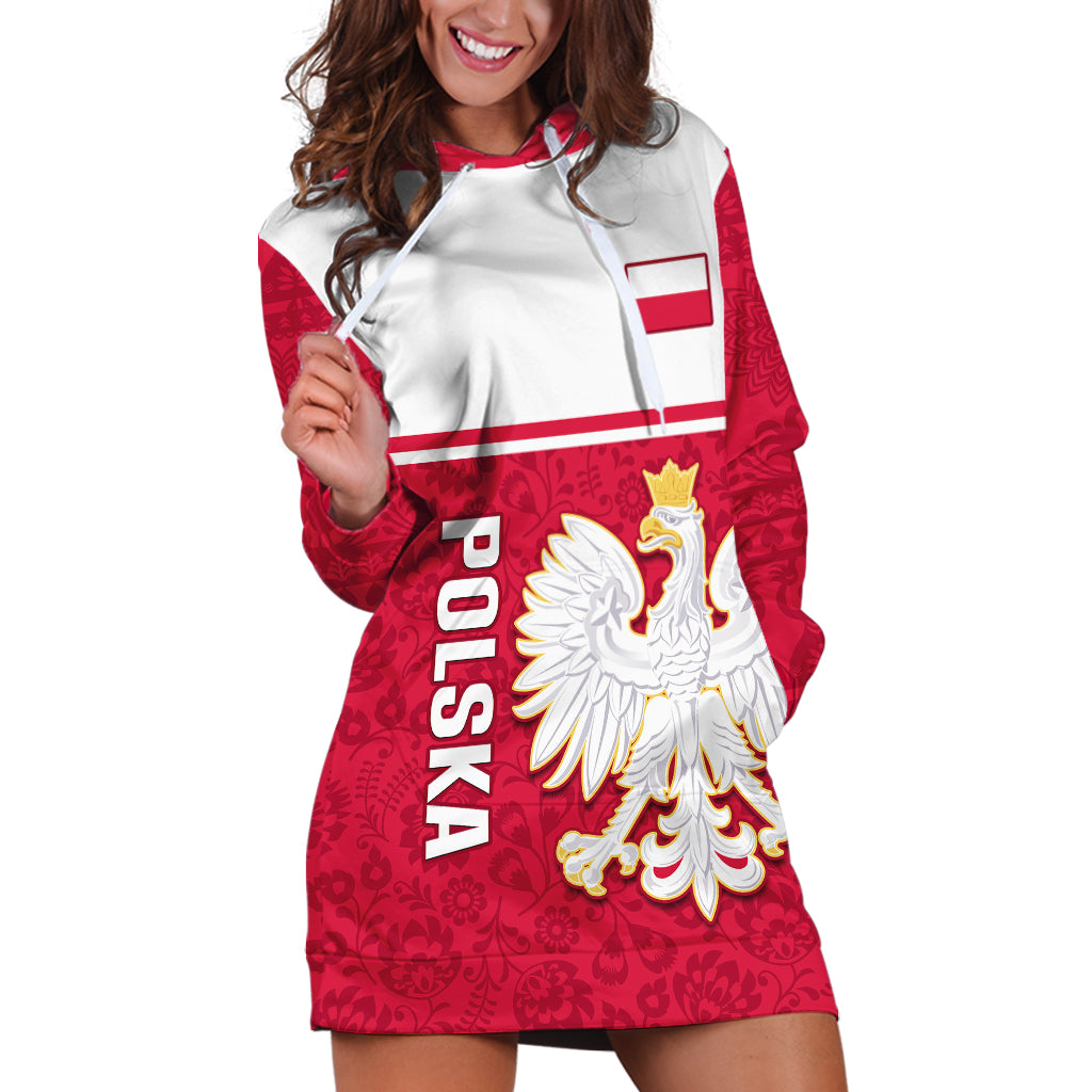 personalised-poland-hoodie-dress-polska-coat-of-arms-with-folk-pattern