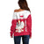 Personalised Poland Off Shoulder Sweater Polska Coat Of Arms With Folk Pattern - Wonder Print Shop