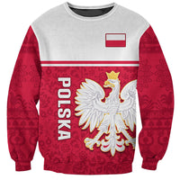 Personalised Poland Sweatshirt Polska Coat Of Arms With Folk Pattern - Wonder Print Shop