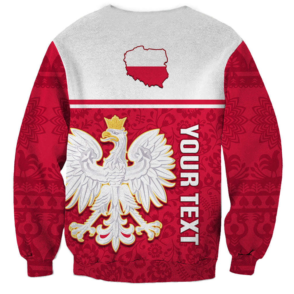 Personalised Poland Sweatshirt Polska Coat Of Arms With Folk Pattern - Wonder Print Shop