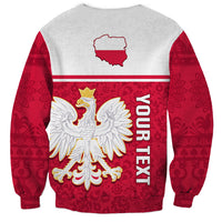 Personalised Poland Sweatshirt Polska Coat Of Arms With Folk Pattern - Wonder Print Shop