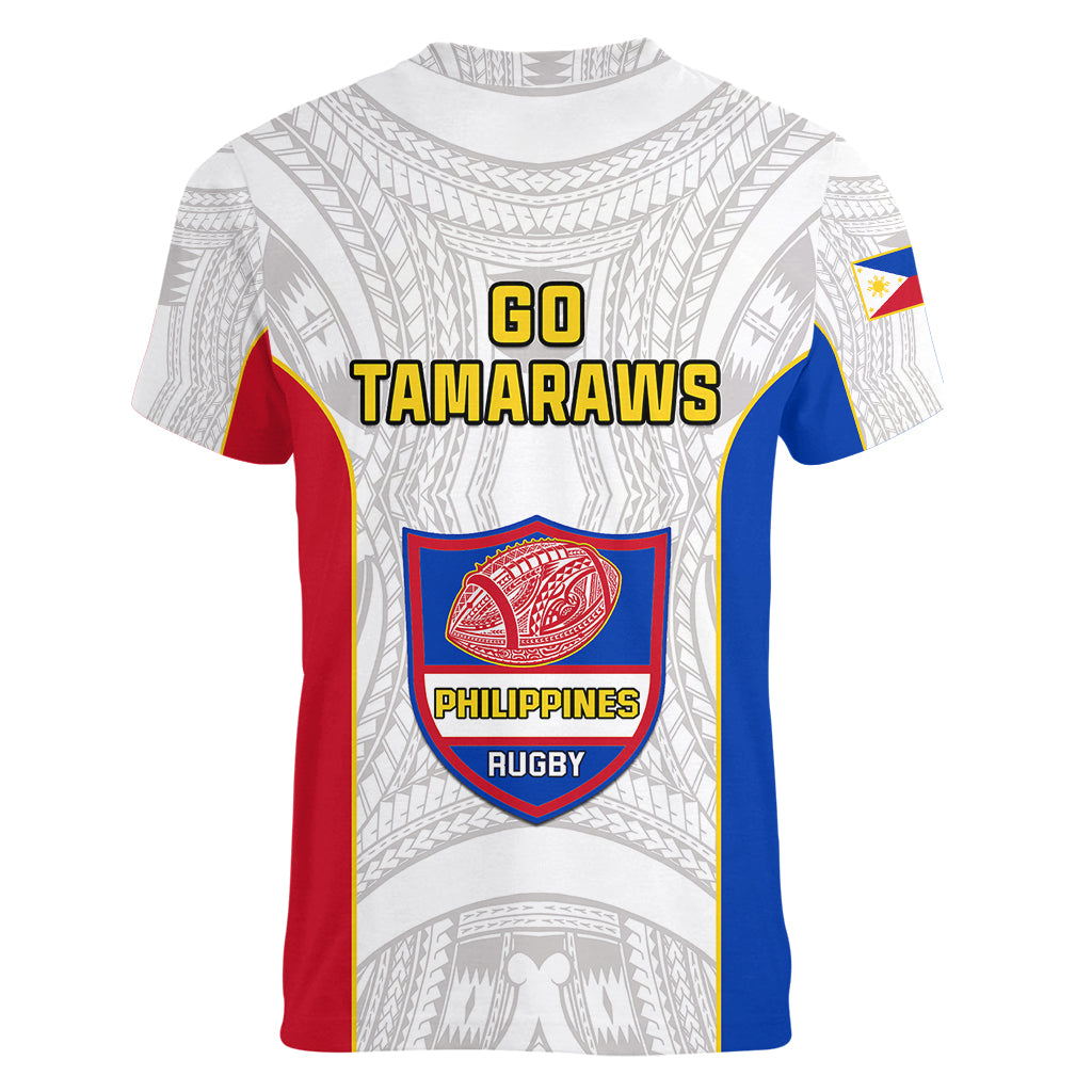 Philippines Rugby Women V Neck T Shirt Pacific Pilipinas Go Tamaraws - Wonder Print Shop