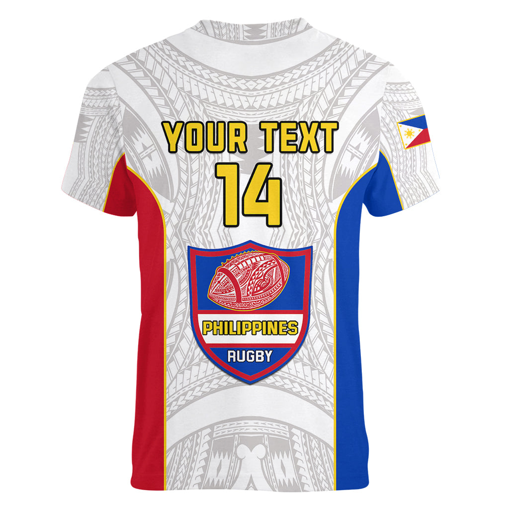 Personalised Philippines Rugby Women V Neck T Shirt Pacific Pilipinas Go Tamaraws - Wonder Print Shop