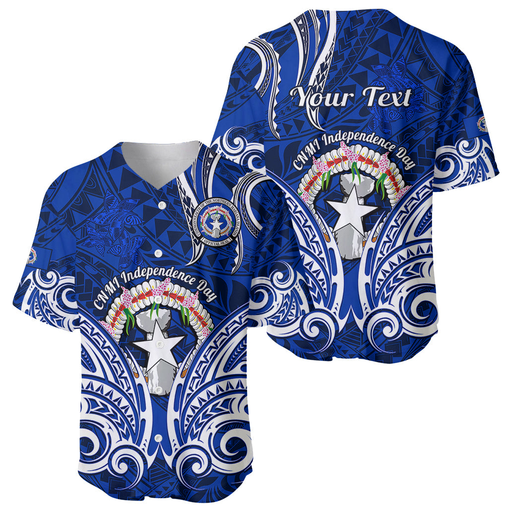 Personalised Independence Day CNMI Baseball Jersey Northern Mariana Islands Tribal Tattoo Pattern - Wonder Print Shop