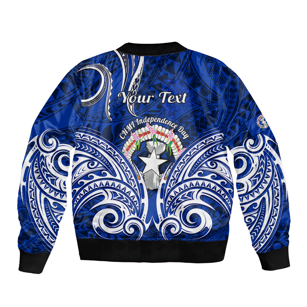 Personalised Independence Day CNMI Bomber Jacket Northern Mariana Islands Tribal Tattoo Pattern - Wonder Print Shop